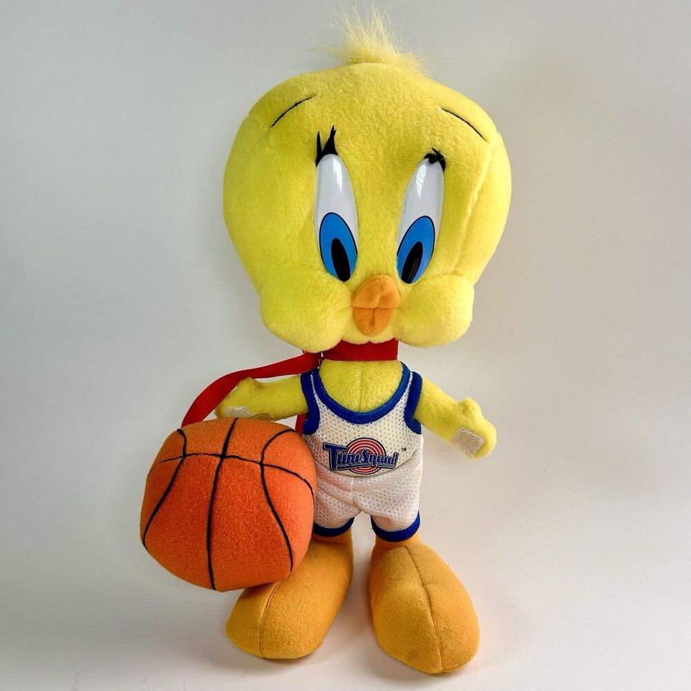 Vintage 1996 Warner Brothers - Space Jam Movie Tweety Bird Plush With Basketball